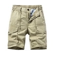 thumbnail image 1 of Mens Cargo Shorts with Multi Pockets Drawstring Elastic Waist Straight Leg Solid Work Shorts Outdoor Short Pants Khaki,XL, 1 of 6