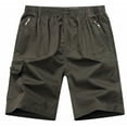 thumbnail image 1 of Mens Cargo Shorts with Zipper Pockets L-5XL Big & Tall Elastic Waist Plus Size Casual Solid Lightweight Straight Leg Outdoor Beach Short, 1 of 6