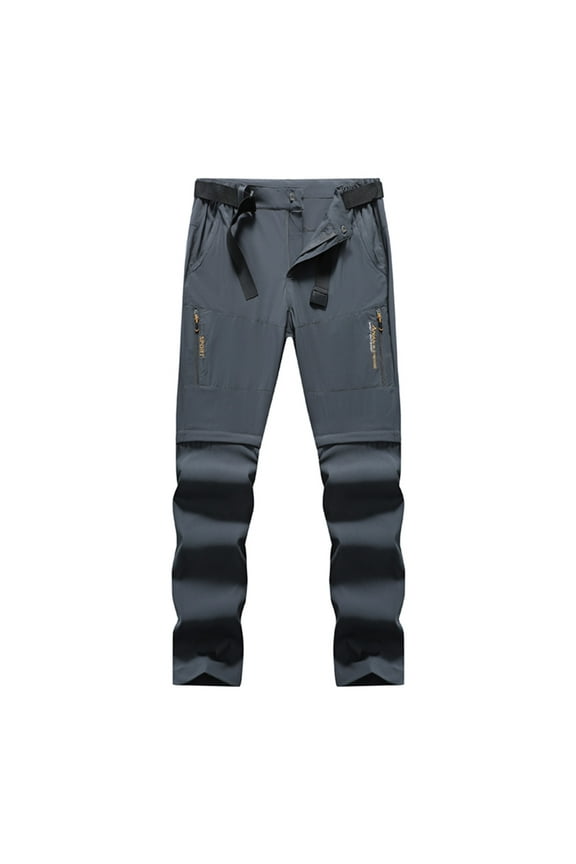 Mens Cargo Sweat Pants, Men's Hiking Convertible Pants Outdoor Waterproof Quick Dry Zip Off Lightweight Fishing Pants with Multi Pockets L-5XL