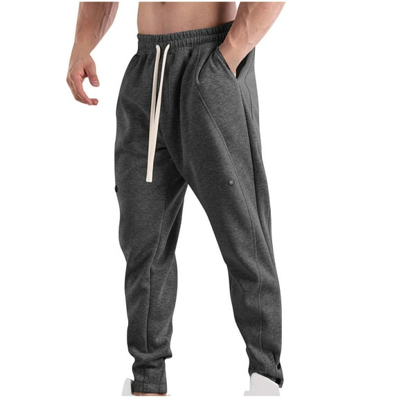 Mens Cargo Sweat Pants, Mens Cargo Pants Drawstring Casual Hiking Pants Joggers Athletic Trousers Cotton Loose Straight Sweatpants for Men M-3XL