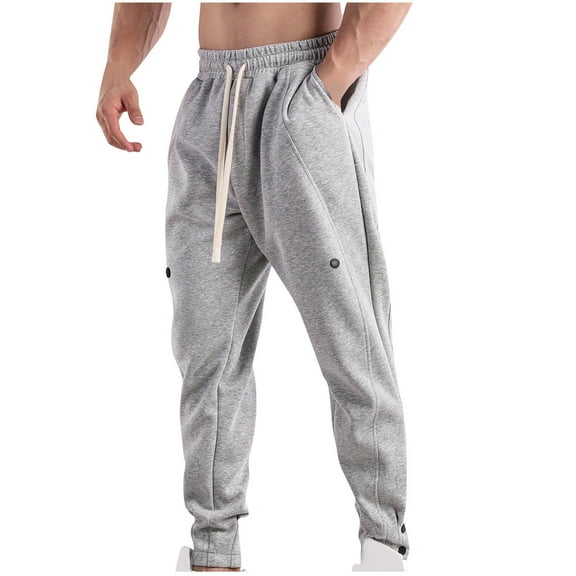 Mens Cargo Sweat Pants, Mens Cargo Pants Drawstring Casual Hiking Pants Joggers Athletic Trousers Cotton Loose Straight Sweatpants for Men M-3XL