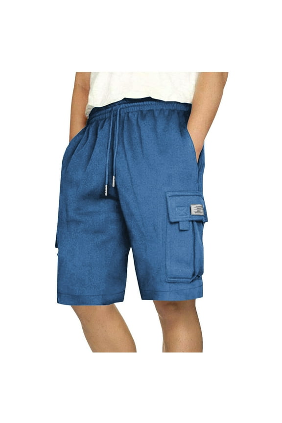 Mens Cargo Sweat Shorts, Mens Casual Twill Cargo Shorts Cotton Drawstring Classic Cargo Stretch Short with Multi Pockets S-2XL