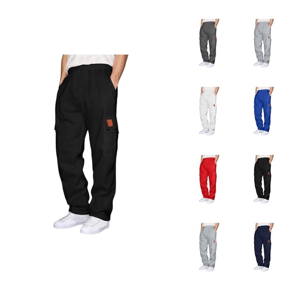 Mens Cargo Sweatpants 2026 Fall Winter Fashion Drawstring Elastic Waist Casual Pants Trousers with Pockets