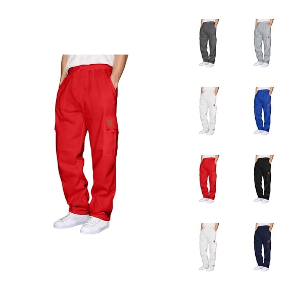Mens Cargo Sweatpants 2026 Fall Winter Fashion Drawstring Elastic Waist Casual Pants Trousers with Pockets