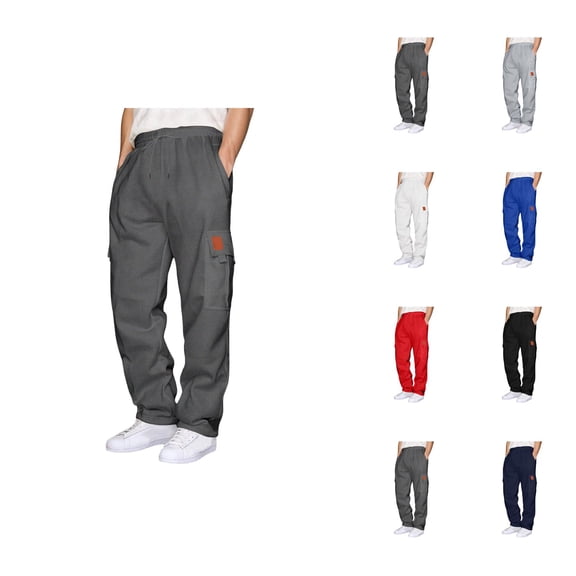 Mens Cargo Sweatpants 2026 Fall Winter Fashion Drawstring Elastic Waist Casual Pants Trousers with Pockets