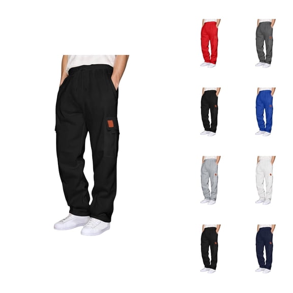 Mens Cargo Sweatpants 2026 Fall Winter Fashion Drawstring Elastic Waist Casual Pants with Pockets Trousers