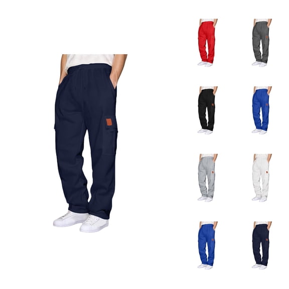 Mens Cargo Sweatpants 2026 Fall Winter Fashion Drawstring Elastic Waist Casual Pants with Pockets Trousers