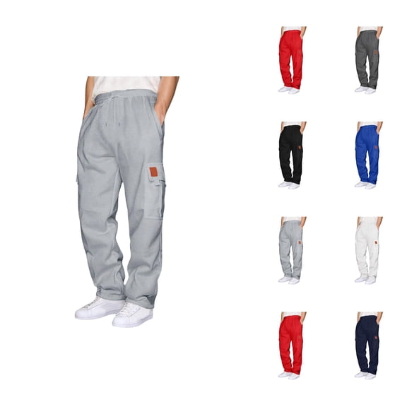 Mens Cargo Sweatpants 2026 Fall Winter Fashion Drawstring Elastic Waist Casual Pants with Pockets Trousers