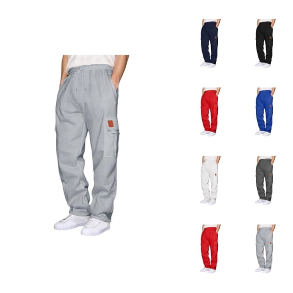 Mens Cargo Sweatpants 2026 Fall Winter Fashion Elastic Waist Drawstring Casual Pants Trousers with Pockets