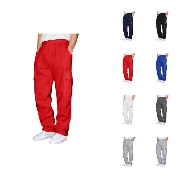 Mens Cargo Sweatpants 2026 Fall Winter Fashion Elastic Waist Drawstring Casual Pants Trousers with Pockets