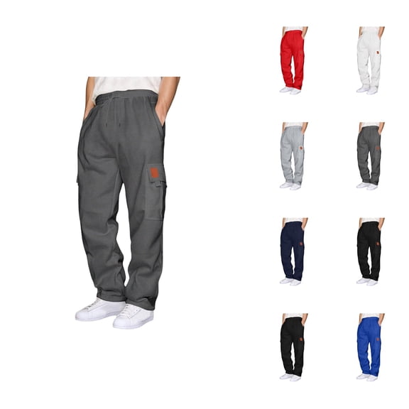 Mens Cargo Sweatpants 2026 Fall Winter Fashion Elastic Waist Drawstring Casual Pants with Pockets Trousers