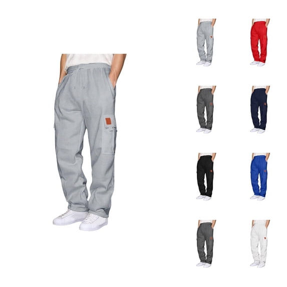 Mens Cargo Sweatpants 2026 Fall Winter Trendy Drawstring Elastic Waist Casual Pants Trousers with Pockets