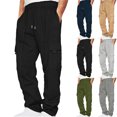 thumbnail image 1 of Mens Cargo Sweatpants Athletic Lounge Straight Leg Pants with Drawstring Multi-Pocket for Daily Light Workout, 1 of 6