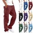 thumbnail image 1 of Mens Cargo Sweatpants Casual Joggers Cotton Sweatpants | Drawstring Elastic Waist Multi Pockets Loose Straight Athletic Pants, 1 of 8