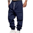 thumbnail image 1 of Mens Cargo Sweatpants Drawstring Elastic Waist Jogging Trousers With Multi Pockets Casual Stylish Sports Joggers (L, Navy), 1 of 9