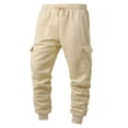 thumbnail image 1 of Mens Cargo Sweatpants Fleece Lined Heavyweight Elastic Waist Pants with Pockets Baggy Drawstring Jogger Pants (S, Khaki), 1 of 4