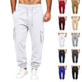 thumbnail image 1 of Mens Cargo Sweatpants Heavyweight Fleece Lined Joggers for Men Slim Fit,Cotton, Drawstring Elastic Waist,5 Pockets,Tapered,Track Bottoms,Straight, Sweat Pant,Soft,Daily Wear., 1 of 8
