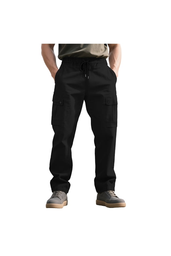 Mens Cargo Sweatpants Loose Straight Leg Pants Joggers Hiking Tactical Pants with Multi Pockets