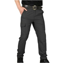 Mens Cargo Sweatpants Loose Straight Tube Outdoor Multi-Pocket Pants Elastic Waist Drawstring Running Trousers Black XXXXL
