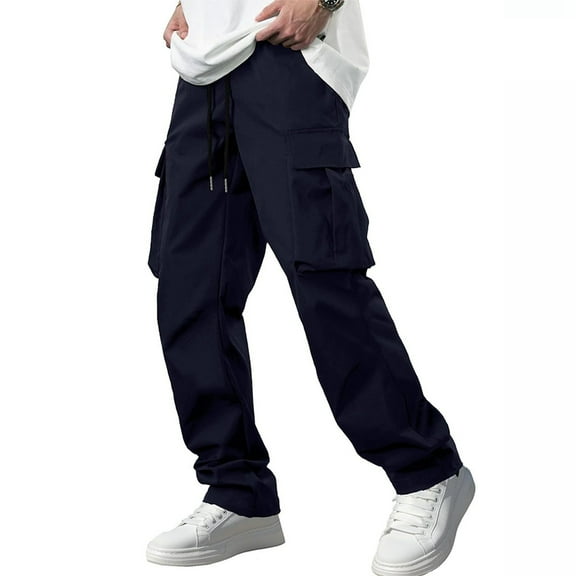 Mens Cargo Sweatpants Relaxed Fit Slim Fit Straight Leg Drawstring Elastic Waist Work Pants Casual Pants for Men Mens Joggers with Pockets