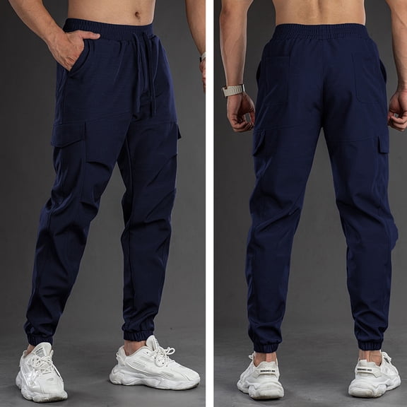 Mens Cargo Sweatpants Relaxed Fit Slim Fit Straight Leg Elastic Ankle Workout Jogging for Men Casual Pants for Men Mens Cargo Sweatpants with Pockets