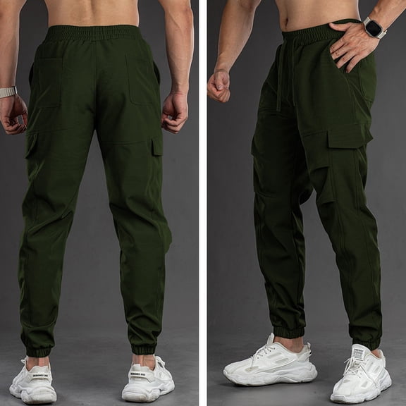 Mens Cargo Sweatpants Relaxed Fit Straight Leg Elastic Ankle Workout Pants for Men Casual Pants for Men Sweatpants with Pockets