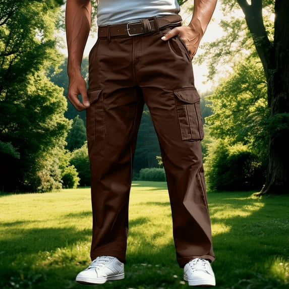 Mens Cargo Sweatpants Relaxed Fit Straight Leg Hiking Tactical Pants Mens Sweatpants with Pockets