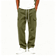 thumbnail image 1 of Mens Cargo Sweatpants with Multiple Pockets Casual Elastic Waist Drawstring Relaxed Fit Fashion Wide Leg Joggers Army Green L, 1 of 7