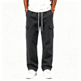 thumbnail image 1 of Mens Cargo Sweatpants with Multiple Pockets Casual Fashion Elastic Waist Drawstring Relaxed Fit Wide Leg Joggers Dark Gray, 1 of 7