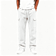 thumbnail image 1 of Mens Cargo Sweatpants with Multiple Pockets Elastic Waist Drawstring Casual Fashion Relaxed Fit Wide Leg Joggers White 2XL, 1 of 7