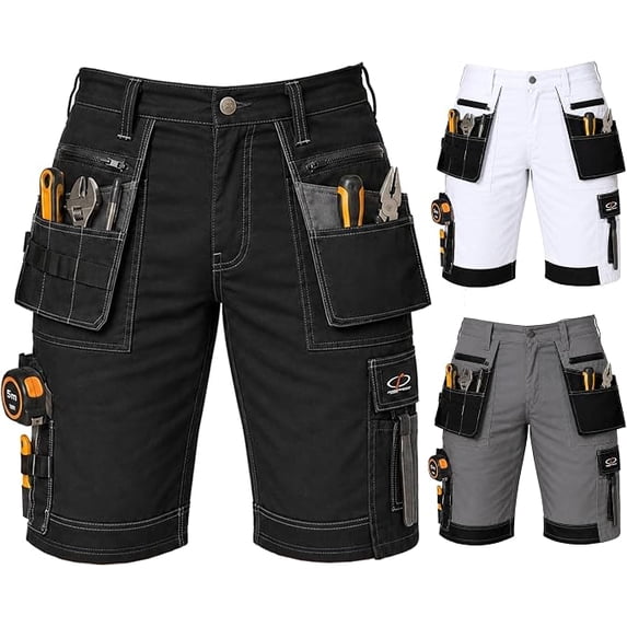 Mens Cargo Tactical Shorts Lightweight Triple Stitched Durable|Black-34
