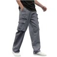 thumbnail image 1 of Mens Cargo Trousers Cotton Work Trouers with Elasticated Waist Gray XXL, 1 of 5