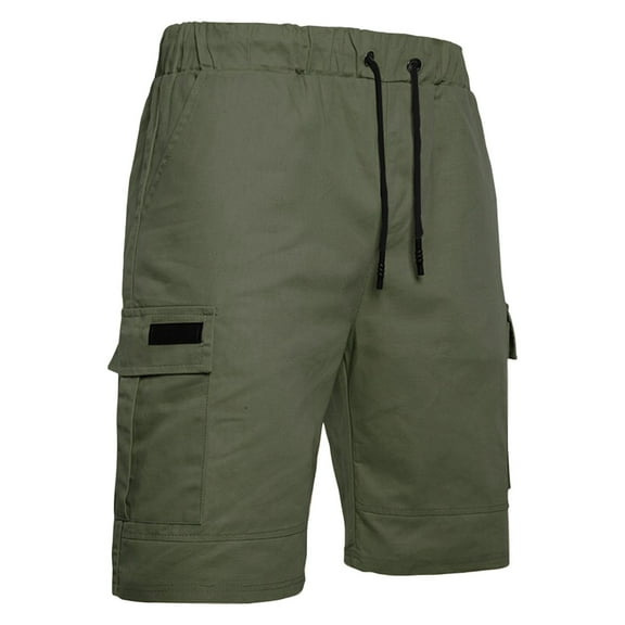 Mens Cargo Trousers Pants Elastic Waist Lightweight Work Short Summer Loose Fit Straight Leg Basic Cargo Shorts