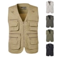 thumbnail image 1 of Mens Cargo Vest Outdoor Sport Workout Jacket Men's Big&Tall Work Jacket Multi-Pockets Sleeveless V-Neck Outdoor Sports Jacket Coat Dark Gray 4XL, 1 of 8