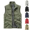 thumbnail image 1 of Mens Cargo Vest Outdoor Sport Workout Jacket Men's Casual Big&Tall Solid Color Sleeveless Stand-up Collar Top Waistcoat Outerwear White 4XL, 1 of 10