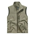 thumbnail image 1 of Mens Cargo Vest Sleeveless High Neck Lightweight Vest Jacket Casual Fishing Vest Golf Travel Outwear Sportwear Workout Tops for Men, Khaki (3X-Large), 1 of 5