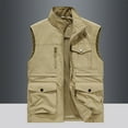thumbnail image 1 of Mens Cargo Vests M-6XL Clearance Sale Plus Size Sleeveless Full Zipper Up Jackets Casual Solid Multi Pockets Outdoor Work Fishing Outerwear Vest Coats, 1 of 8
