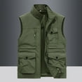 thumbnail image 1 of Mens Cargo Vests M-6XL Clearance Sale Plus Size Sleeveless Full Zipper Up Jackets Casual Solid Multi Pockets Outdoor Work Fishing Outerwear Vest Coats, 1 of 7