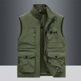 thumbnail image 1 of Mens Cargo Vests M-6XL Plus Size Sleeveless Full Zipper Up Jackets Casual Solid Multi Pockets Outdoor Work Fishing Outerwear Vest Coats, 1 of 7