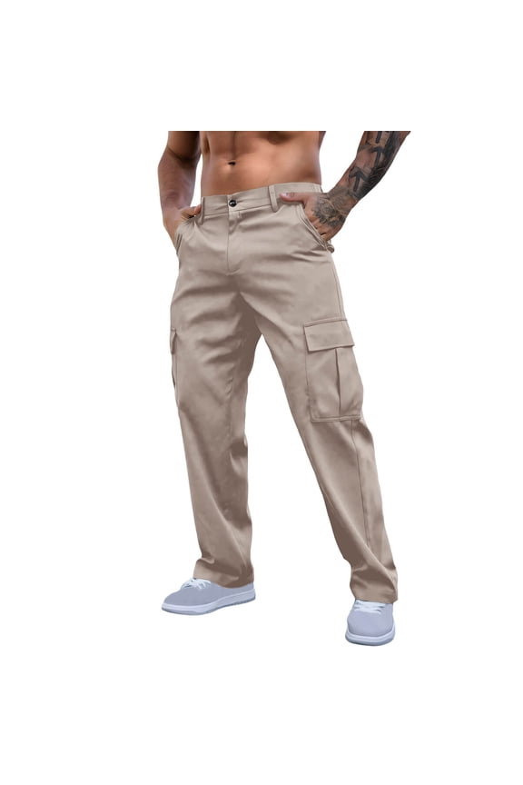 Mens Cargo Work Long Pants with Multi-Pocket Water Resistant Breathable Hiking Construction Pants