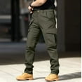 thumbnail image 1 of Mens Cargo Work Pants - Durable Ripstop Tactical Material, Water Resistant Breathable, 7 Multi Pockets, Outdoor Hiking & Construction Pants Army Green L, 1 of 5