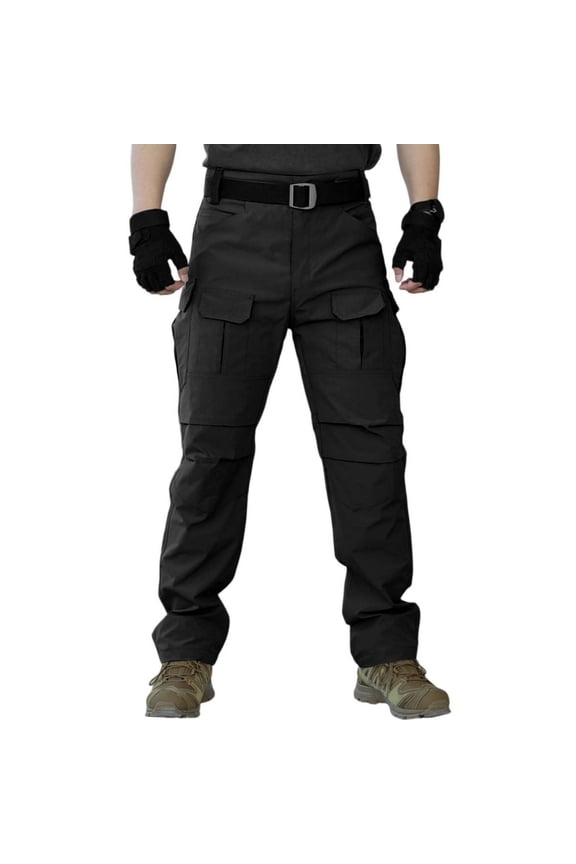 Mens Cargo Work Pants, Ripstop Men's Cargo Pants Relaxed Fit Pantalones Para Baggy Cargo Pants Men Lightweight Double Knee Work Pants Pantalones L Black