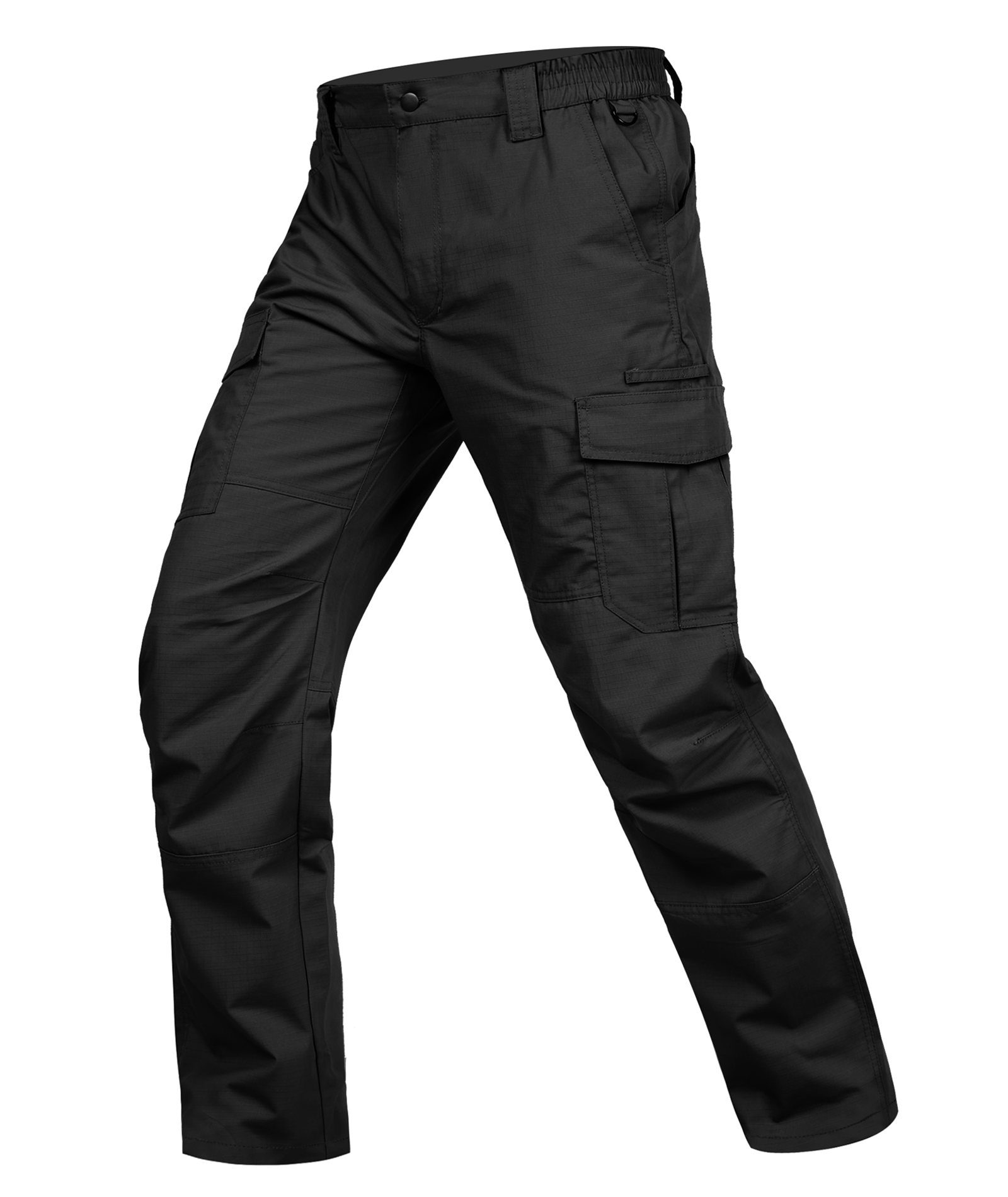 Men's Cargo Tactical Pants with Elastic Waist, Outdoor Hiking Pants, Black 38W×30L