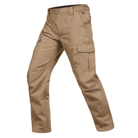 Lavenicole Men's Cargo Tactical Pants with Elastic Waist, Outdoor Hiking Pants, KHaki 38W×30L