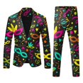 thumbnail image 1 of Mens Carnival 3D Digital Printed Suit Set Light Business Suit Jacket Trousers Set, 1 of 7