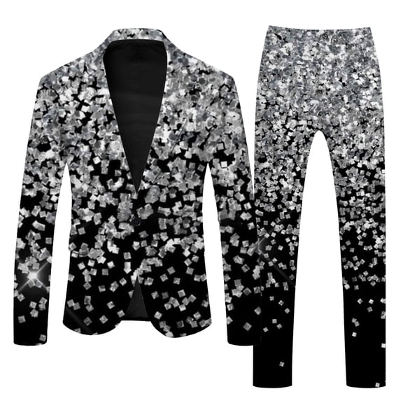 Mens Carnival 3D Digital Printed Suit Set Polyester Light Business Jacket Trousers for Outdoor Fashion