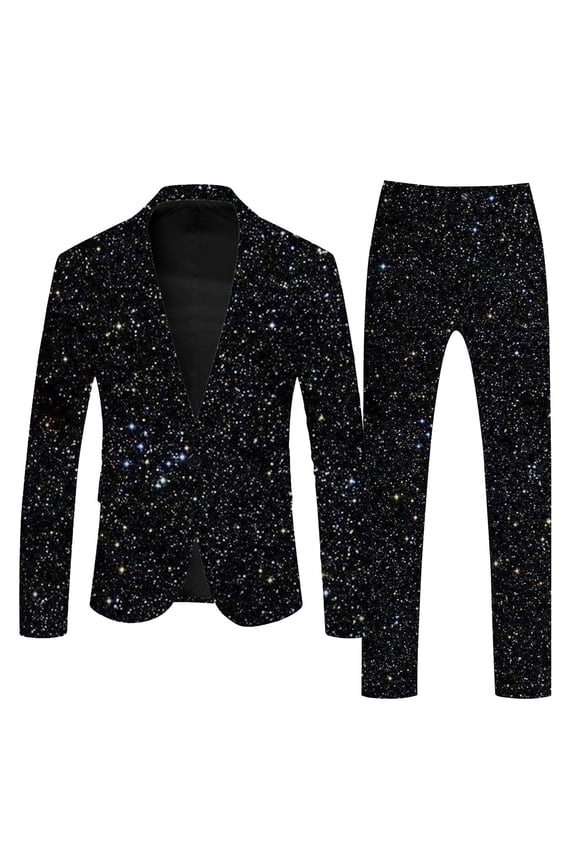 Mens Carnival 3D Digital Printed Suit Set Polyester Light Business Jacket Trousers for Outdoor Fashion