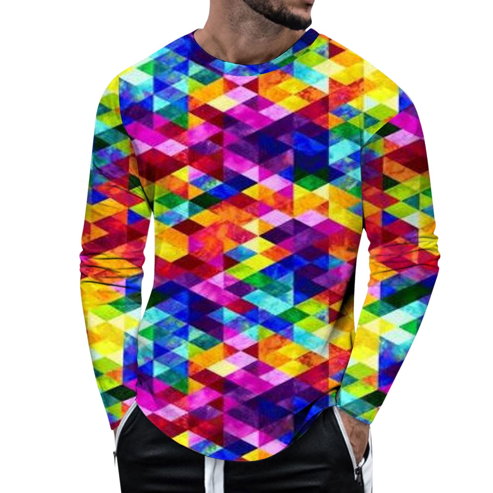 Mens Carnival Sequin Fashion Digital 3D Printed Long Sleeve T Shirt