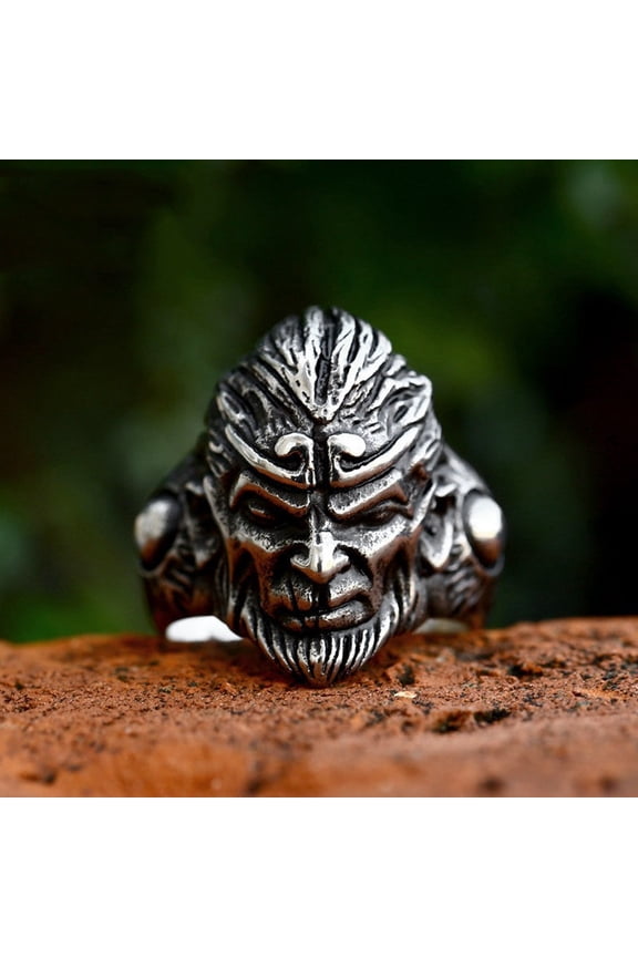 Mens Cartoon Character Stainless Steel Ring Retro Jewelry