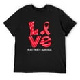 thumbnail image 1 of Mens Cartoon Ribbon Love Heart Health Awareness Short Sleeve T-Shirt Black Small, 1 of 5